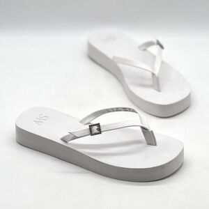 NEW! SW Stuart Weitzman White Crystal Flatform Thong Sz10